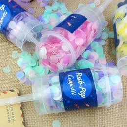 10pcs/set Push Pop Mermaid Confetti Poppers for Wedding Happy Birthday Boy Blue Pink Paper Mini Round Confetti Party Decoration Y201015
