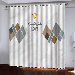 2021 Marble geometry 3D Curtains Blackout Living Room Bedroom Cortinas HD printing Kitchen Curtain