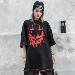 Gothic Oversized Streetwear Tshirt Sloth Summer Clothes Punk Skull Graphic Tees T Shirt Women Fashion Clothing Tops Trend 210309
