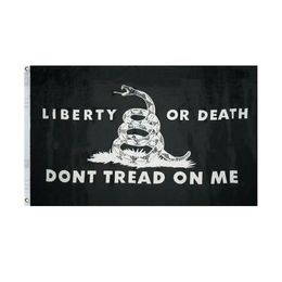 Liberty Or Death Black Flag 3x5 FT Double Stitching Banner 90x150cm Party Gift 68D Polyester Printed Hot selling!