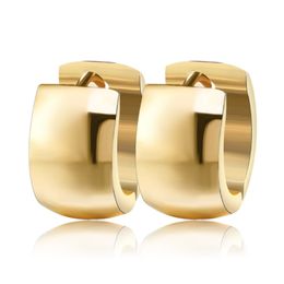 7mm Width Glossy Stainless Steel Hoop Earrings Jewellery For Women Girls Rose Gold Anniversary Earrings Pendientes