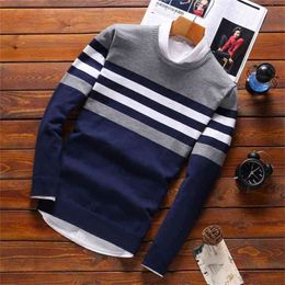 Men's Sweaters Male Knitwear Sweater Warm Patchwork Round Collar Cotton Casual Wool Pullovers Mens Brand Plus Size 5XL 210918