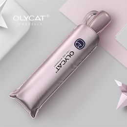 Light Flat Umbrella Innovating Automatic Sun Rain Women Anti UV Parasol Portable Folding Clear s 210721