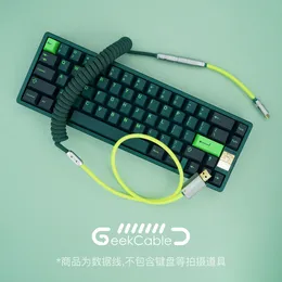 GeekCable Handmade Customised Mechanical Keyboard Data Cable For GMK Theme SP Keycap Line Fluorescent Green Colorway