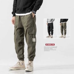 Men's Streetwear Casual Pants Tactical Male Cargo Ankle Banded Loose Capri- Sports Harlan Joggers Khaki X0615