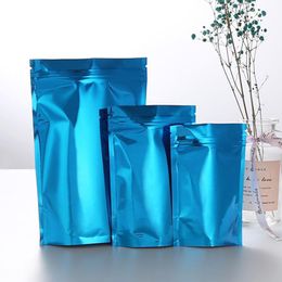 400Pcs Aluminium Foil Blue Standup Packaging Bags Resealable Mylar Packing Pouch Various Sizes Ziper Lock Food Storage Bag