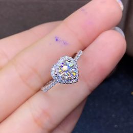 Queen Heart Moissanite Promise ring 925 Sterling silver Engagement Wedding Band Rings for women Bridal Fine Finger Jewellery Gift