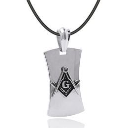 High Polished Stainless Steel Silver Masonic Emblem Free Mason Pendants Freemasonry Square Compass Signet signs necklace pendant Jewellery