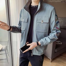 Spring Autumn Casual Jackets Men Solid Fashion Slim Bomber Jacket Men Overcoat Waterproof Lapel Jackets Male Clothing M-4XL 210527