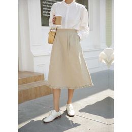 Ruffles High-waisted Skirt Women Spring Korean Suit Loose Thin Medium-length A-Line mujer faldas 210607
