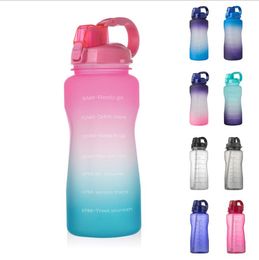 Motivational Water Bottle 64oz Half Gallon Jug with Straw and Time Marker Large Capacity Leakproof BPA Free Fitness Sports Water Bottle