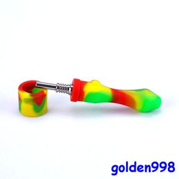 hookahs Silicone Pipe Nectar Pen NC Kit 10mm Joint with GR2 Titanium Nails Caps Oil Rigs Concentrate Tip