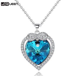 Pendant Necklaces Blue Crystal Pendants Short Necklace Women Jewellery Bijoux Chokers Heart Charms Statement