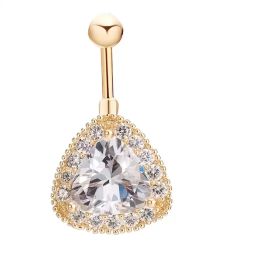 Big Clear CZ Crystal Diamond 18k Yellow Gold Plated Belly Ring Button Ring Body Piecing for Sexy Women