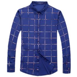 Brand Casual Spring Luxury Plaid Long Sleeve Slim Fit Men Shirt Streetwear Dress Shirts Mens Fashions Jersey 2309