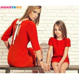 mother mommy and me dresses family look dress summer backless bow matching family outfits mum mama and daughter dress 210713