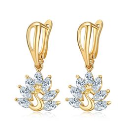 Womens Stud Earrings Crystal Fashion Jewellery 18K female zircon Little Swan Gold silver plated