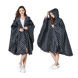 Women's Stylish Waterproof Rain Poncho Coloful Print Raincoat with Hood and Zipper
