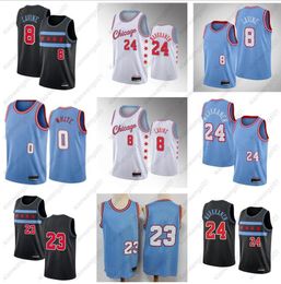 -Jersey Hombres impresos personalizados Lauri Markkanen Zach Lavine Coby White 2021 Swingman City Basketball Jerseys Black Edition S-2XL