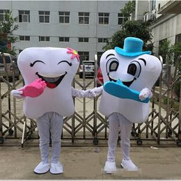 Halloween Blue toothbrush and tooth Mascot Costume High Quality Cartoon teeth Plush Anime theme character Adult Size Christmas Carnival fancy dress