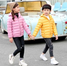 Children light winter warm hooded jacket boys girls outwear coats clothing for 3-11 years age