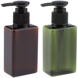 100ml PETG Pump Bottles Square Lotion Shower Gel Bottle Refillable Empty Plastic Container for Makeup Cosmetic