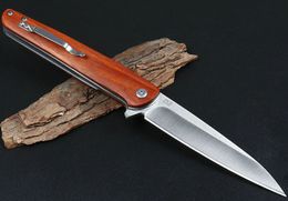 Top Quality Flipper Folding Knife 5Cr13Mov Satin Blade Steel Sheet + Wood Handle Outdoor Camping Hiking EDC Pocket Knives