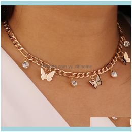 Chokers Necklaces & Pendants Jewelrychokers European And American Butterfly Rhinestone Simple Necklace Fashion Creative Metal Choker Women D