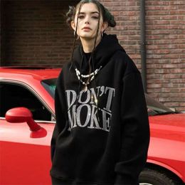 HOUZHOU Black Goth Hoodie Streetwear Women Man Punk Gothic Pullover Oversize Hip Hop Couple Sweatshirt Spring Coat Female 210928