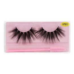 Reusable Hand Made 25mm Long Thick False Eyelashes Extensions Eyes Makeup Soft Light 3D Fake Lashes With Eyelash Brush 15 Models DHL Free