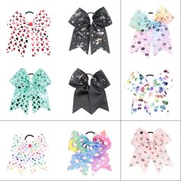 Princess Unicorn Cheer Bow With Ponyrtail Holder Ribbon Hair Bow With Clip Fabric Cheerleading Bows Girl Hair Accessories 369 U2