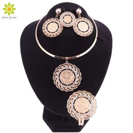 Meatl Coin Jewellery sets Gold Colour Coins Pendant Necklace Bracelet Earrings Ring Africa/Arab/Turkey Coin Jewellery H1022