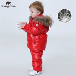 Orangemom Russia Winter Children's Clothing Sets Girls Clothes Year's Eve Boys Parka Kids Jackets Coat Down Snowsuit 2-6Year 211203