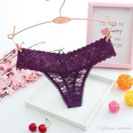 Fashion Sexy Lace Panties Briefs transparent Bowknot woman lingeries women underwears ladies thongs g strings T Back Women Clothes