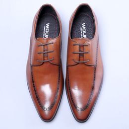 MenS Oxford Handcrafted Genuine Leather Formal Shoes British Style Dress Shoes For Men Lace Up Business Wedding Shoes B53