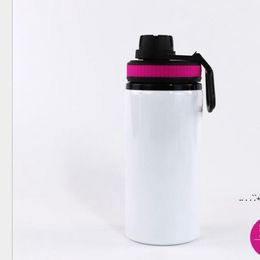 600ML Sublimation Aluminium Blanks Water Bottles Heat Resistant Kettle Sports Cups White Cover Cups With Handle Sea Shipping EWA5160
