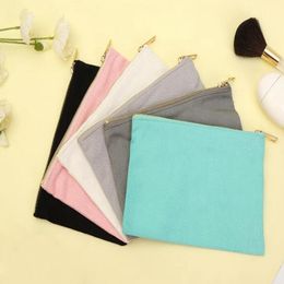 Large Plain Cotton Canvas Travel Toiletry Bags Pencil case Pouch Makeup Pouches Cosmetic Bag With Gold Zipper 22x15cm