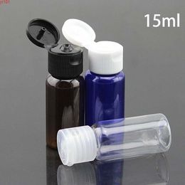 15ml Empty Plastic Bottle with Flip Cap Essential Oil Makeup Water Packaging Small Containers Blue Brown Green Free Shippinggood qty