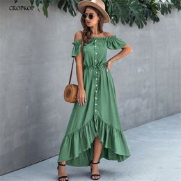 Dress Long Robe Elegant Off Shoulder Women Strapless Backless Ruffle Summer Sundresses Casual Ladies Fitted Maxi Clothing 210316