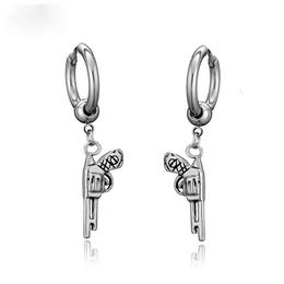 Stainless Steel Pistol Earrings Dangle Retro Gun Hoop Ear rings Women Men Fashion Jewellery Will and Sandy