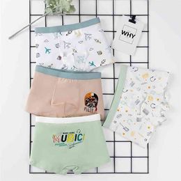 Teen Panties for Big Boys Cartoon Children Underwear Soft Cotton Underpants Clothing Teenage Smooth Boxers 4 Pcs 210622