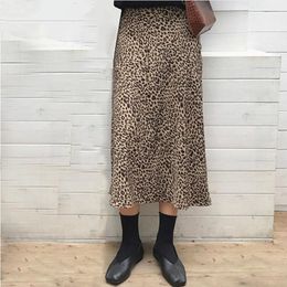 Summer Leopard Print Skirts Women High Waist Sexy Long Skirts New Harajuku Streetwear Thin Section A-line Skirt faldas jupe 210303