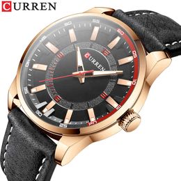 Watches Man Curren Top Brand Fashion Strap Quartz Wristwatch for Men 2021 Waterproof Clock Male Casual Leather Q0524