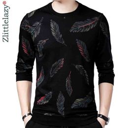 Designer Pullover Feather Men Sweater Mensthin Jersey Knitted Sweaters Mens Wear Slim Fit Knitwear Fashion Clothing 41241 210909