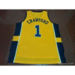 Vintage REAL 21ss #1 YELLOW Jamal Crawford Michigan Wolverines College jersey Size S-4XL or custom any name or number jersey