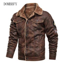 Leather Jacket Coats Men Outerwear Motorcycle Biker Winter Warm Fur Jacket Mens Business Thick Fleece Leather Windproof Jackets Y1109