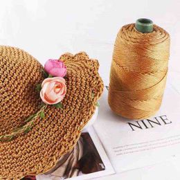 1PC Light body silk twine ice silk thread barreled hand-knitted knitted hollow thread diy crochet bag summer hat cushion wool Y211129