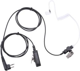 2-Wire Surveillance Earpiece Compatible with Motorola Radio CLS1410 CLS1110 CP200 GP300 GP2000 Walkie Talkie with Big PTT Mic Transp