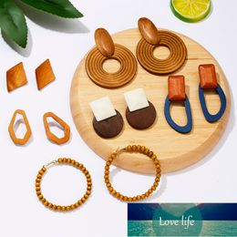 6 Styles Ethnic Geometric Big Wooden Earrings For Women Earrings Vintage Geometric Dangle Drop Earring 2021 Female Boho Jewelry