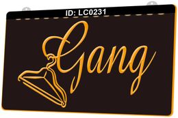 LC0231 Gang Hangers Light Sign 3D Engraving